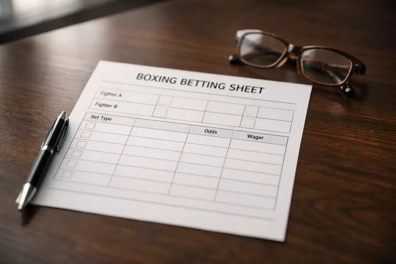 Wettschein mit verschiedenen Boxwetten-Optionen auf einem Tisch