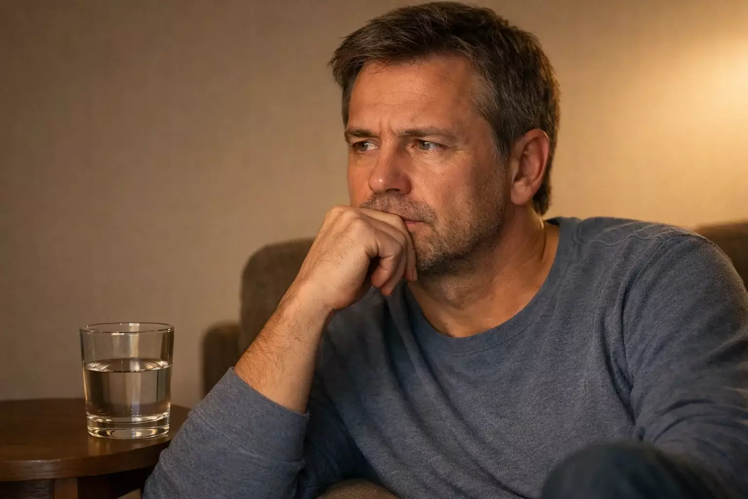 Nachdenkliche Person beobachtet vorsichtig einen Boxkampf